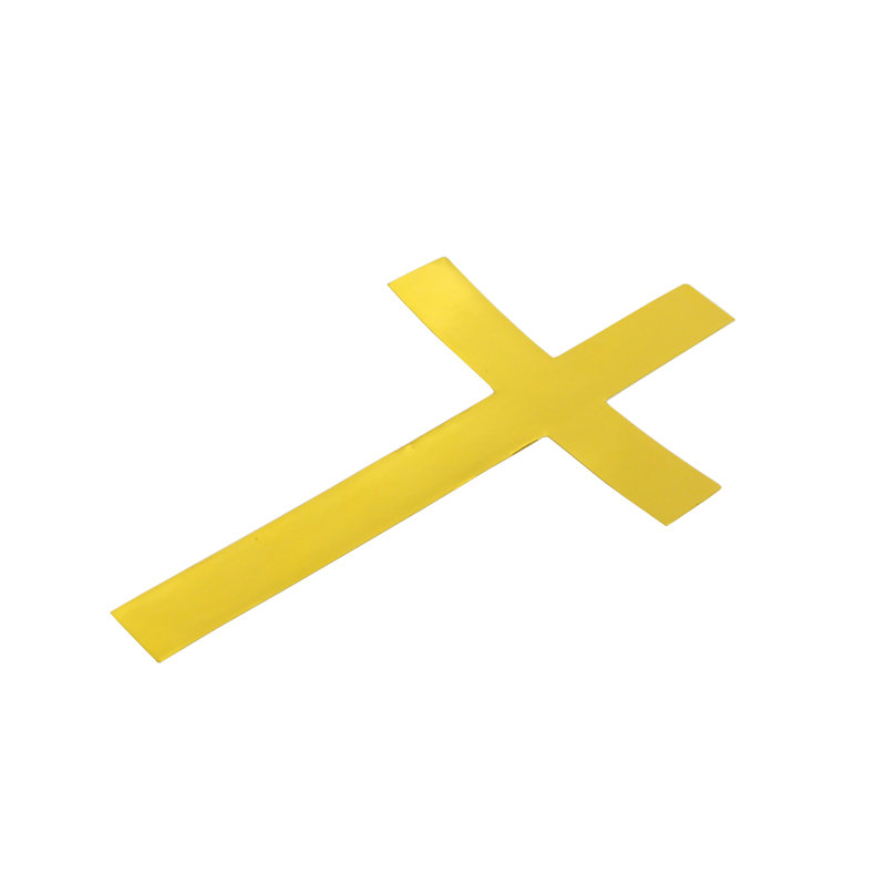 3 x 5 po, croix chrétienne dorée, autocollant, logo de l’église, étiquette auto-adhésive
