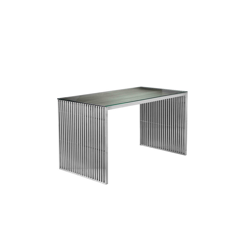 Lux Glass Writing Desk, Silver