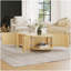Table basse ovale cannelée avec rangement pour le salon, bois d'hévéa massif, 1 tablette et 2 portes de rangement ouvertes, naturel, 47 po-1416827862