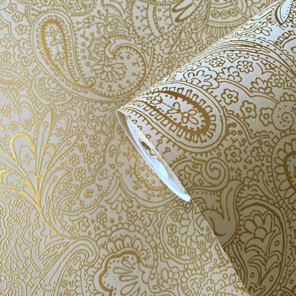Elegance 10m x 53cm Metallic Wallpaper Roll, Gold