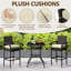 Outdoor PE Rattan Patio Bar Stools with Cushions