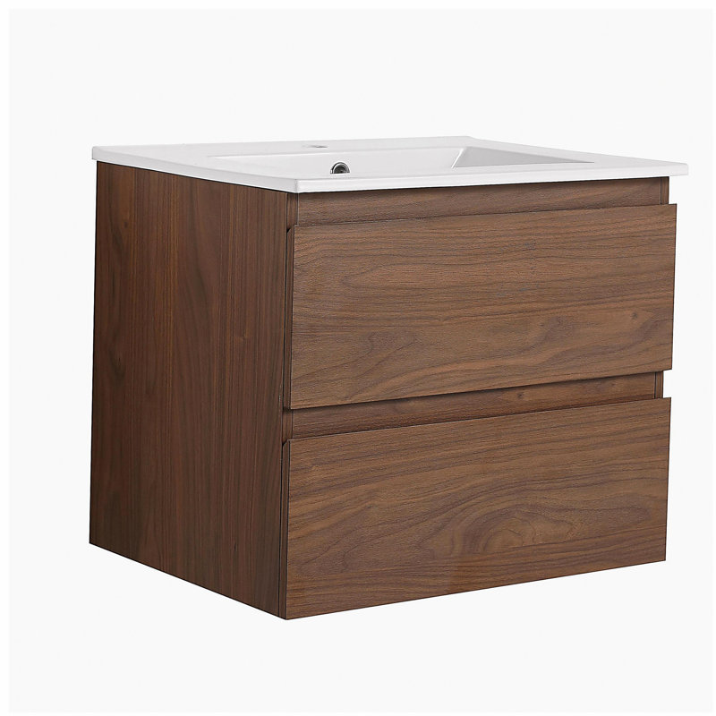 24-inch wall-mounted ceramic washstand, with 2 drawers
