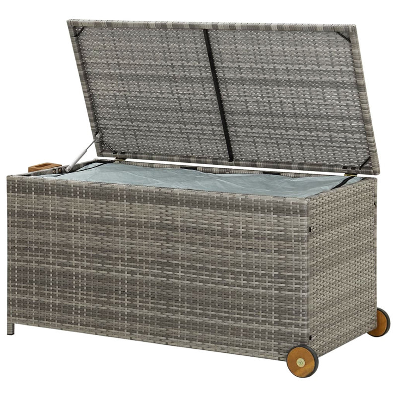 WFX Utility 120cm W 50L Water Resistant Wicker Deck Box with Wheels, Light Grey