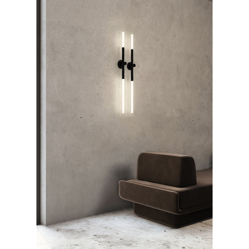 Bianca Linear Wall Lamp, Matt Black Silk Lacquered, 37.4" H x 4.7" W x 4.3" D
