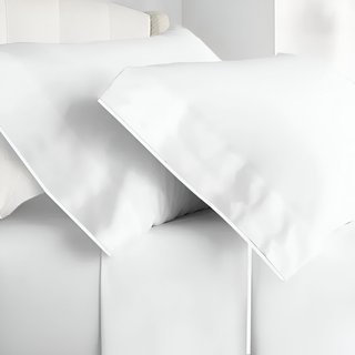 400TC Embroidery Cotton Sateen 4 Piece Sheet Set Fitted Sheet Fits Upto 16" Deep Pocket, White Border, Twin XL Sheet Set