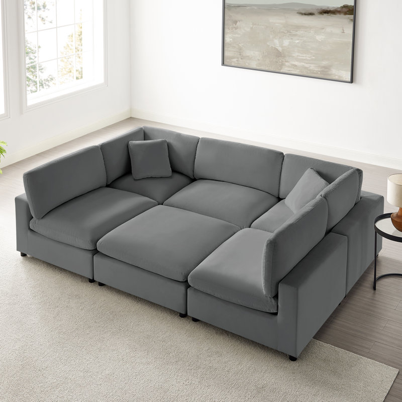 Vinessa Modular Sectional - 6-Piece Nest, Charcoal Performance Polyester
