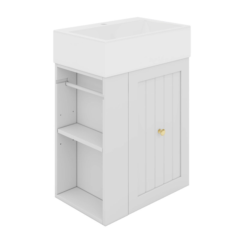 Wall-Mounted Style Bathroom Vanity, 20-Inch Bathroom Vanity With Ceramic Sink
