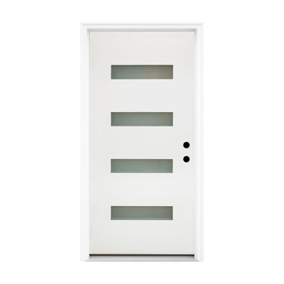 Portes extérieures en fibre de verre durable, verre givré - style contemporain, entrée de maison