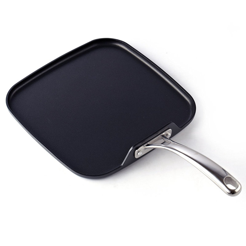 Modern Industrial 20'' Black Anodized Aluminum Square Griddle