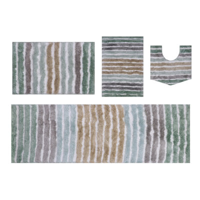 Ensemble de 4 tapis de salle de bain, tapis en microfibre ultra doux, séchage rapide, envers en caoutchouc antidérapant, tapis de salle de bain lavable à la machine pour baignoire, douche, lavabo et toilette - 17 x 24, 20 x 32, 21 x 54, 20 x 20 vert