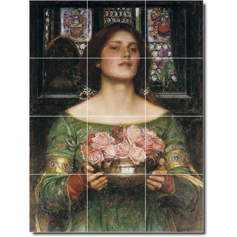 Carreau de céramique décorative 36 po x 48 po 12 po x 12 po, John Waterhouse, peinture de femme W09383