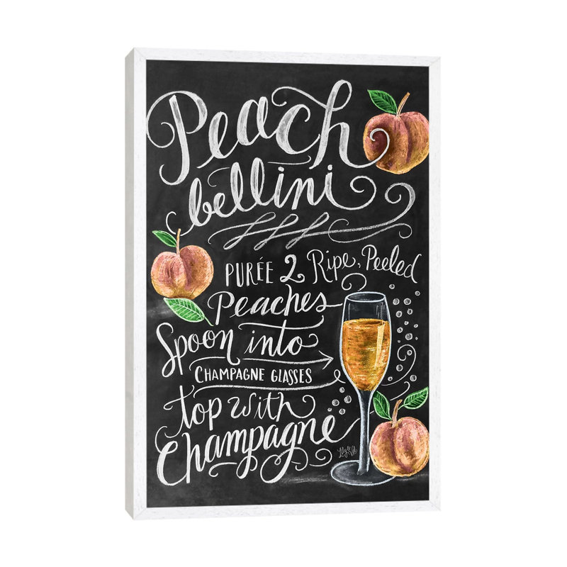 Peach Bellini Recipe - Print on Canvas, 66.04cm H x 45.72cm W x 3.81cm D, White Floater Framed