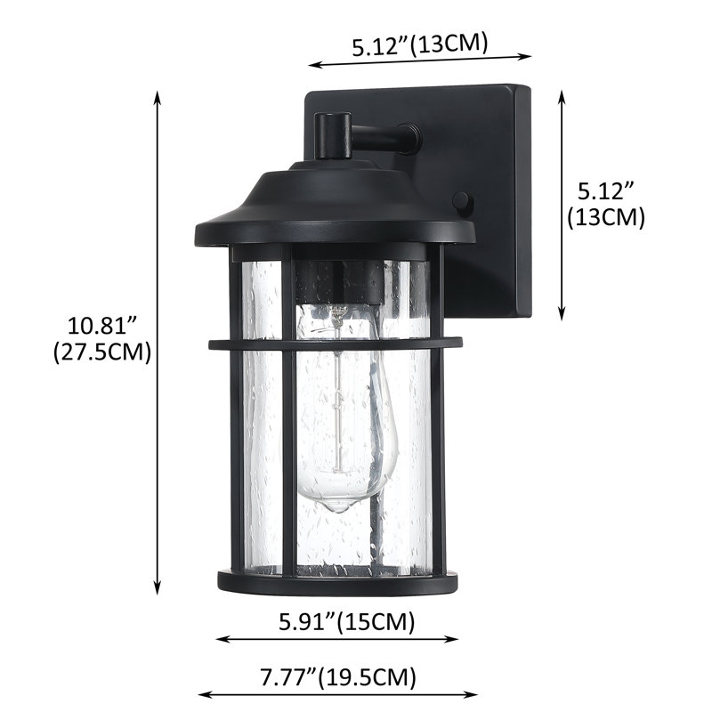 Applique murale d'extérieur en verre Schlesinger, H 10,81 po x l 5,91 po x P 7,77 po