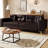 SmoothLux 92.1" King Size Pull Out Sofa Bed, 3-in-1 Faux Leather Convertible Sleeper Sofa with Tufted Design, Ultra Wide Armrests & 2 Pillows, 4-Seater Modern Couch for Living Room-580028700