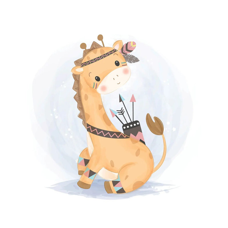 Cute Giraffe Illustration In Watercolor by Art Mirano - Wrapped Canvas Print, 30.48cm H x 30.48cm W x 1.905cm W