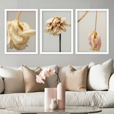 Elegant Decorative Framed Painting Set (3 Pieces), 13.8 x 17.7 inches Each | 100% Wooden with 100% Polystyrene Frame (Thickness: 0.8 inches) | UV Digital Printing, Perfect for Living Room & Home Décor