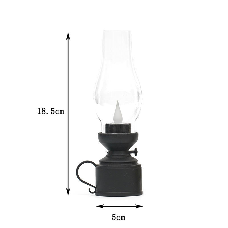 Lampe de kérosène de Noël, bougie électronique à DEL, lumière de cheval, décoration, cadeau, vent, lampe de bureau, Noir