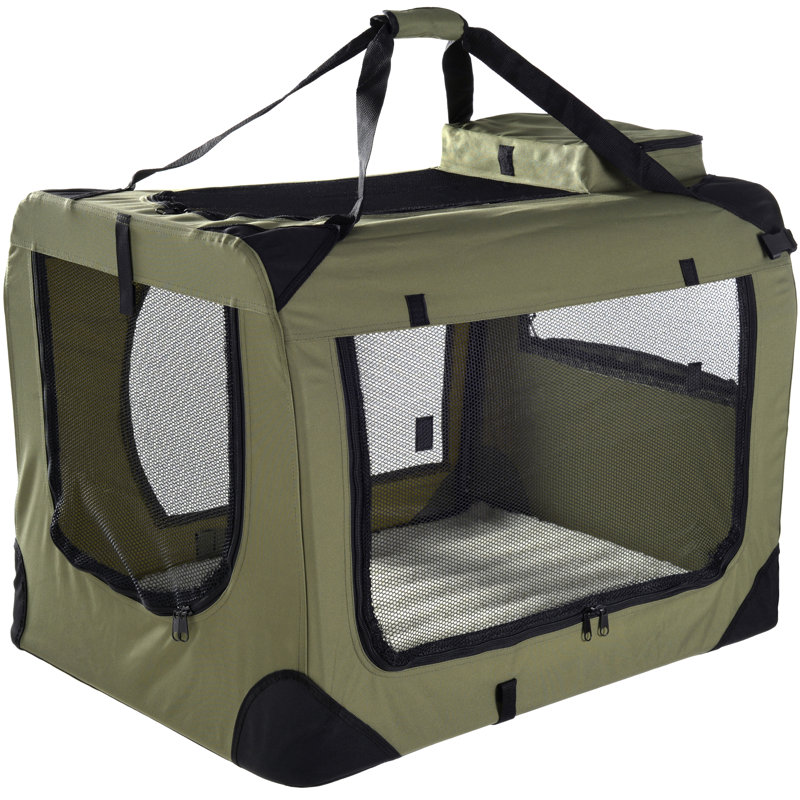 Chorley Collapsible Pet Soft-Sided Crate with 1 Door, Large (52 cm H x 52 cm W x  70 cm L), Green
