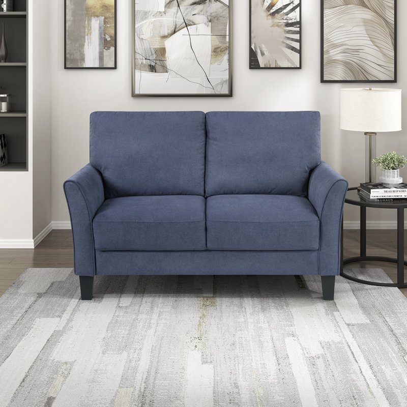 Laffey 56" Modern Upholstered Loveseat – Compact 2-Seater Sofa with Plush Cushions & Sturdy Wood Frame, Blue