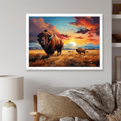 Art amérindien Bison Prairies III - impression