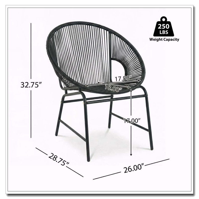 Ensemble de chaises de patio en osier, Noir
