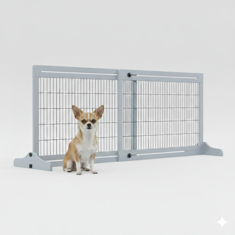 Barrière pour animaux, barrière pour animaux en bois, barrière pour animaux autoportante pour votre maison, Gris