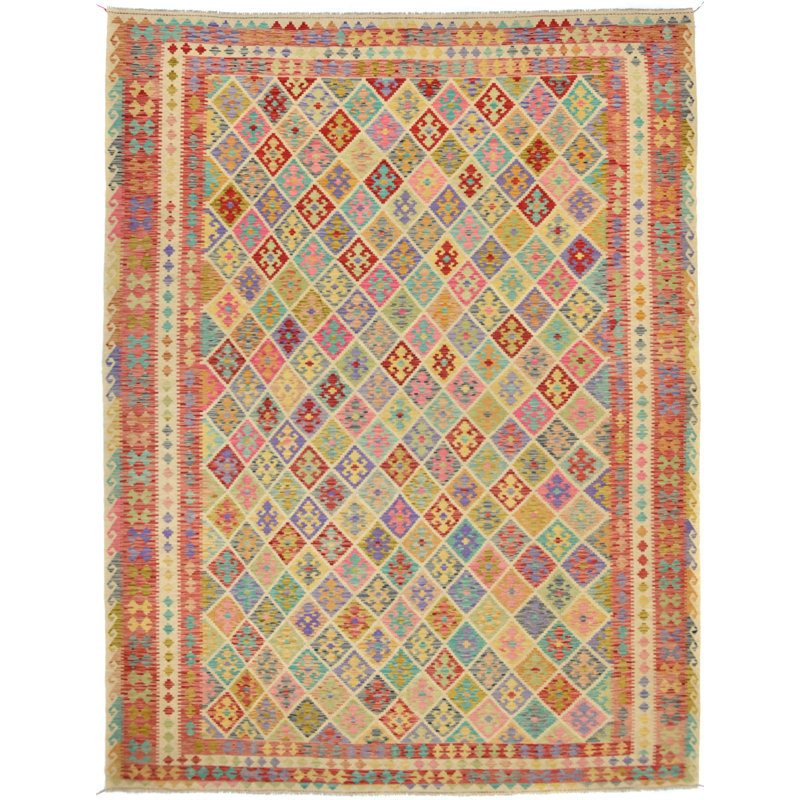Tapis oriental fait à la main multicolore Lukely Kilim & Sumak 12 X 16