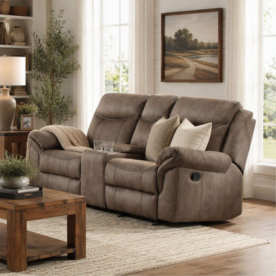 Ensemble de canapé inclinable 3 pièces avec fonction de glissement, console de rangement, porte-gobelets et ports de chargement pour salon