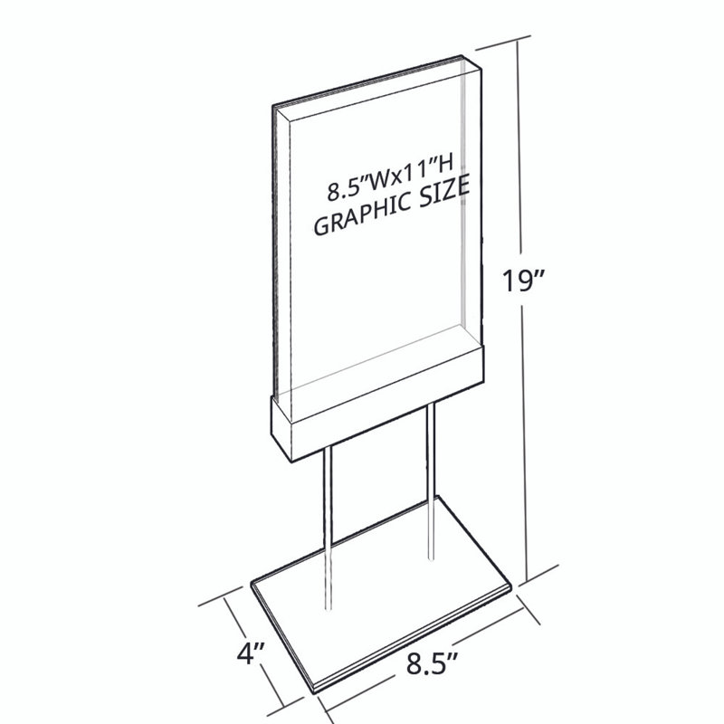Medium Clear Acrylic Block Sign Holder with Chrome Stand