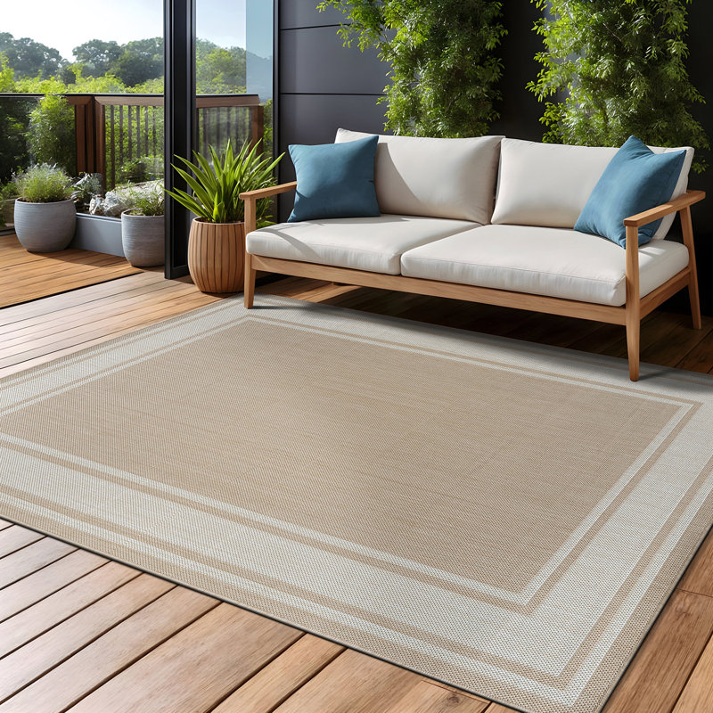 Waikiki Beige Indoor/Outdoor Rug, Rectangle 6' x 9'