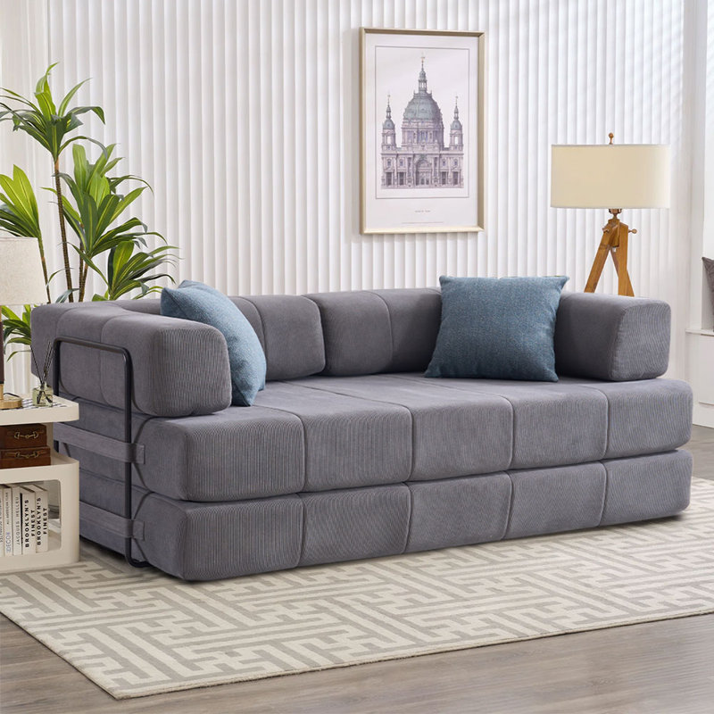 78.5" Convertible Sleeper Sofa Modular Floor Couch Foldable Funton - No Assembly Needed, Gray