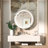 Gervon Lighted Surface Framed Round Medicine Cabinet Mirror Adjustable Shelf & AC Outlets-110136136-98501387