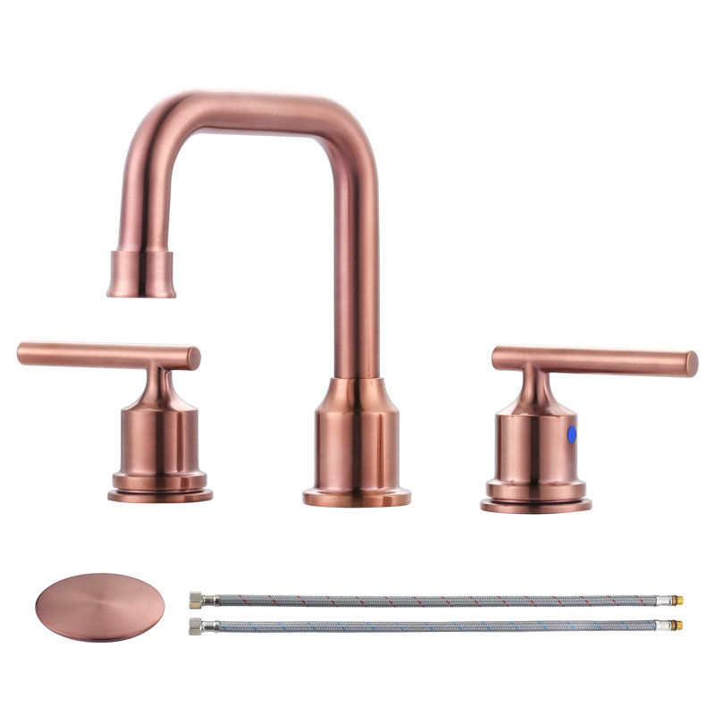 2-handle Bathroom Faucet with Drain Assembly, Rose Gold