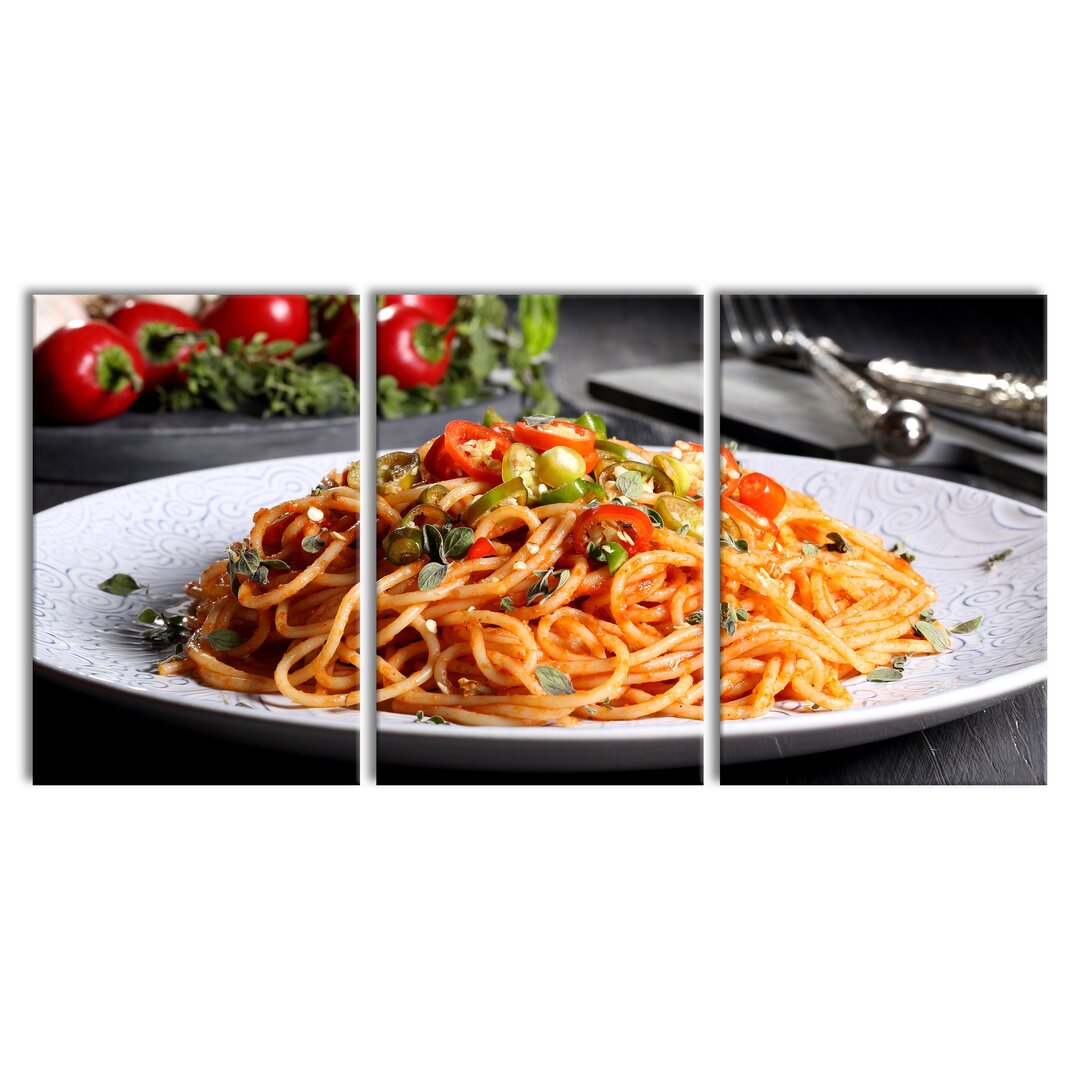 3-tlg. Leinwandbilder-Set Leckere Spaghetti Italia