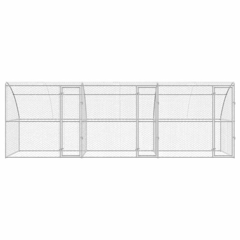  Dog Kennel With Storage Silver Galvanised Steel Pet Enclosure Housing