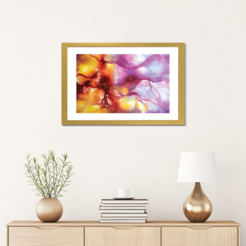 «Nebula Waves» par Spell rebond Fine Art, reproduction d'art, 16" H x 24" W x1" D, Blanc, Gold Paper