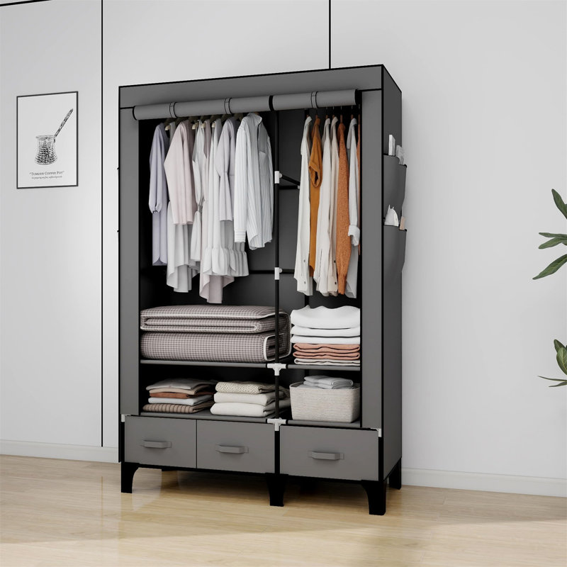 109cm Portable Wardrobe, Grey