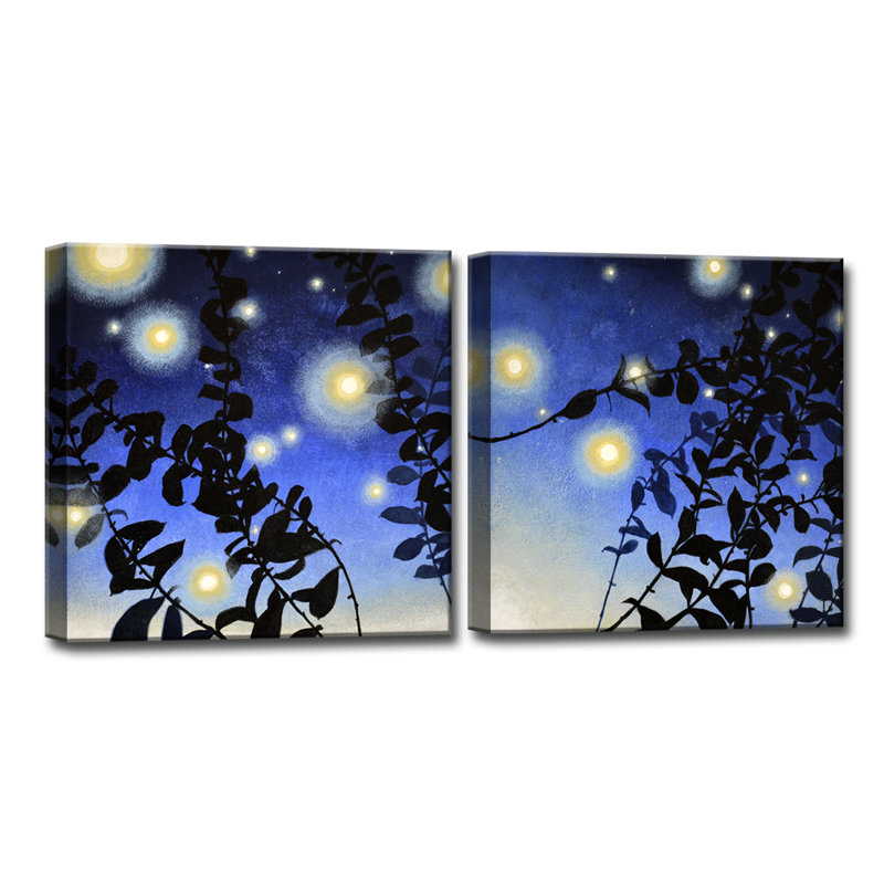 «Fireflies I / II» par Norman Wyatt Jr., reproduction d'art sur toile tendue 2 pièces, H 12 po x l 24 po x P 2 po
