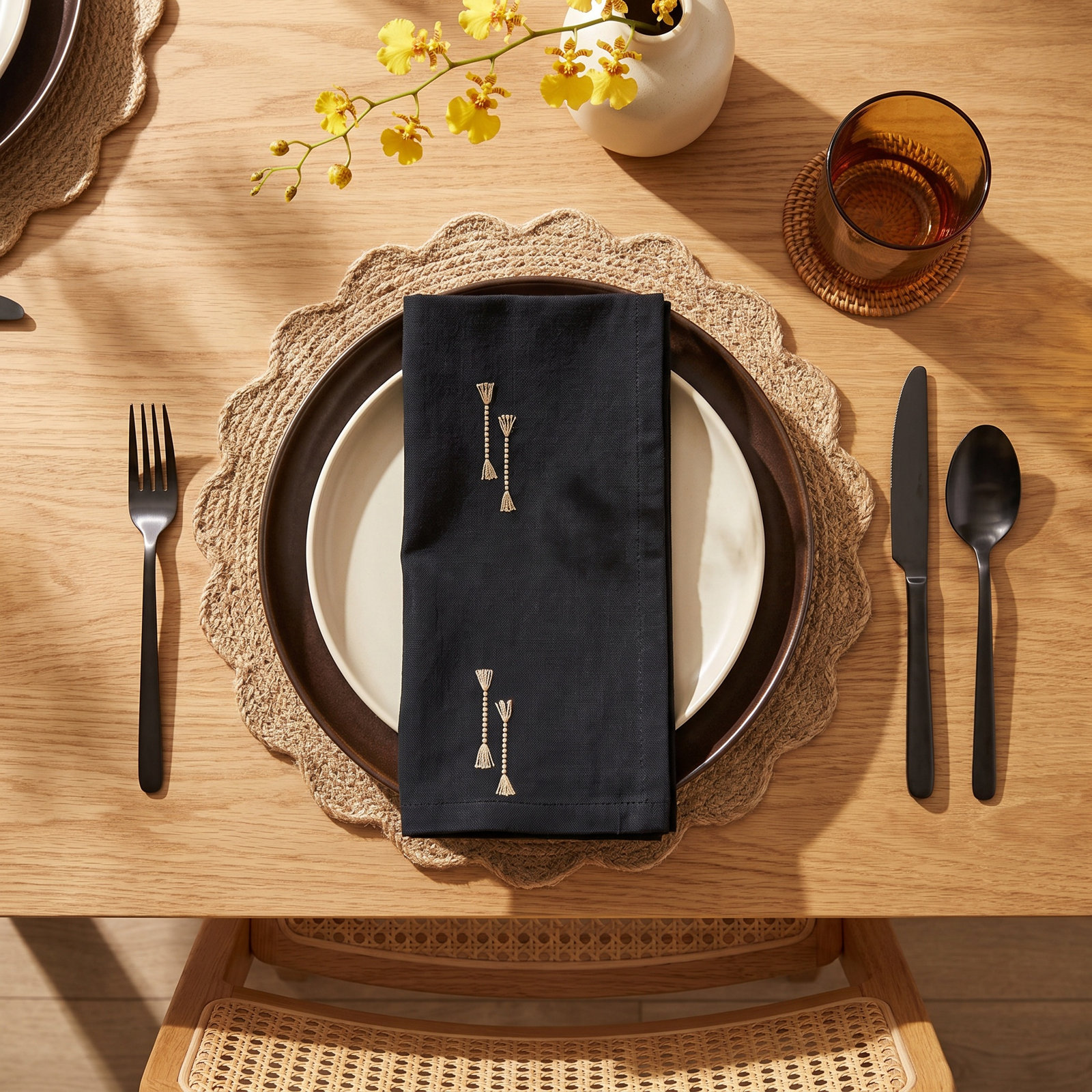 Teranishi Collection Teranishi Cotton Napkin, Black