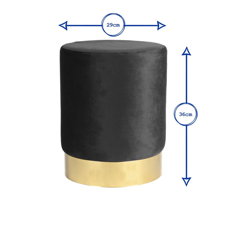Harbour Housewares - Round Velvet Pouffe, Black