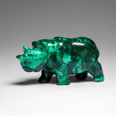 Véritable sculpture de rhinocéros malachite poli (220,7 grammes)