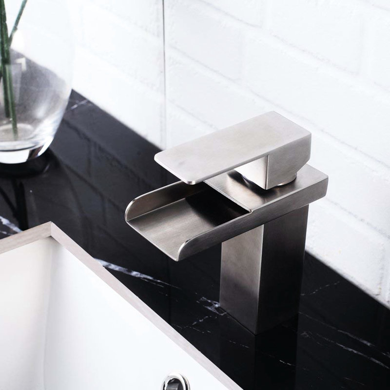 Robinet de salle de bain élégant à un trou - Nickel brossé, poignée moderne de qualité supérieure en nickel pour une utilisation quotidienne