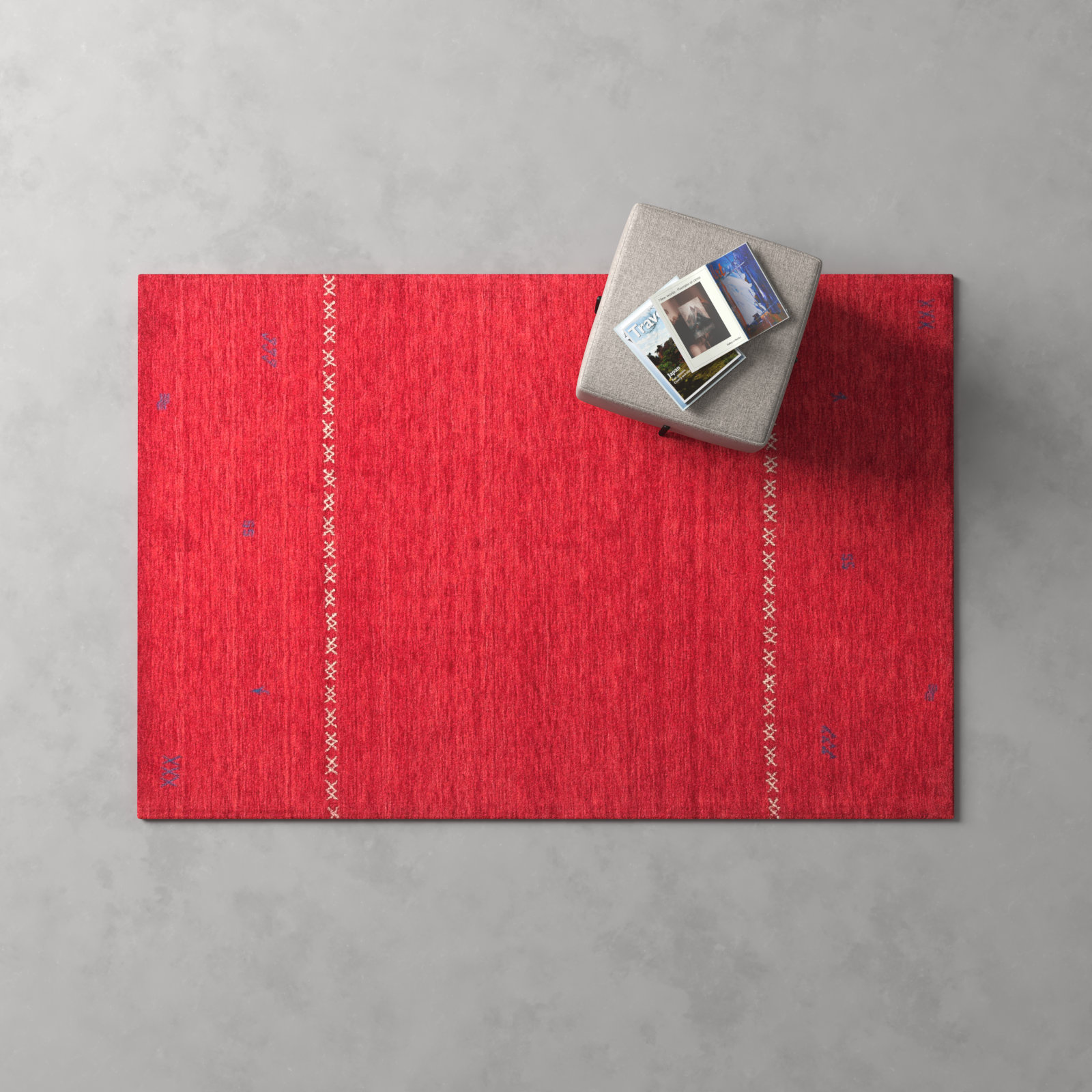 Santiago Handmade Wool Red Rug, Rectangle 4' x 6'