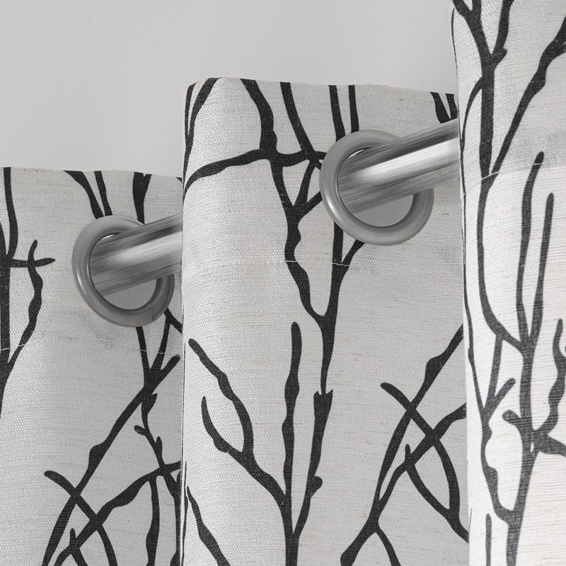 Panneau de rideau simple Floral Home, Noir, L 54 po x L 96 po