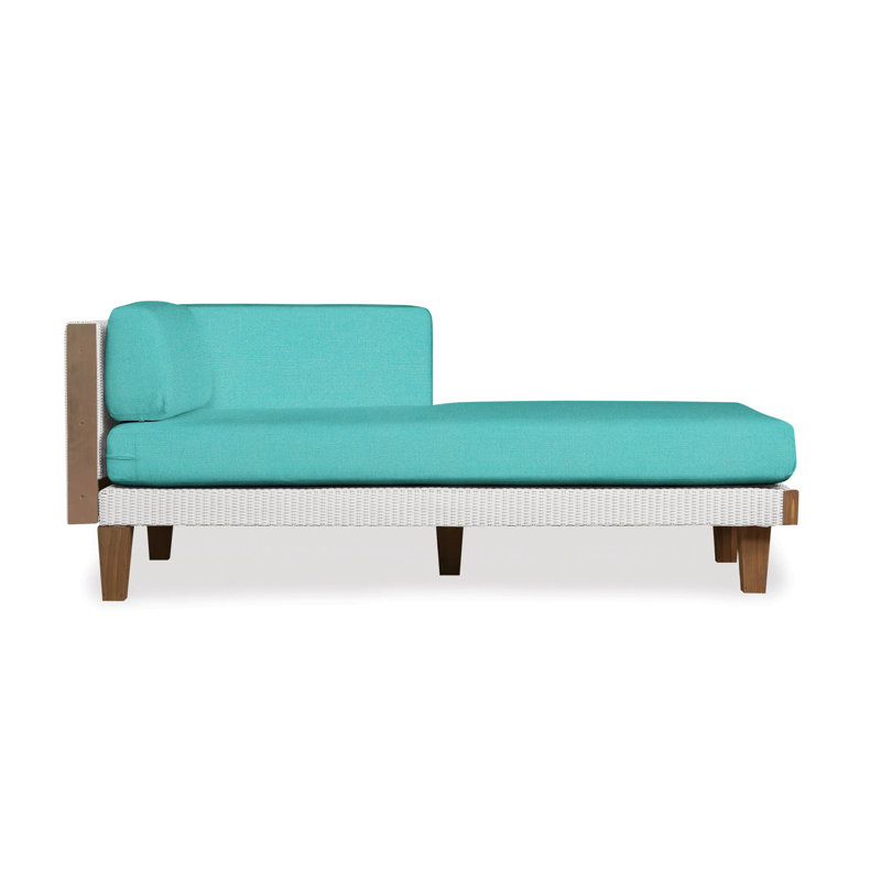 Catalina Outdoor Teak Chaise Lounge, Sandberg Pewter, White