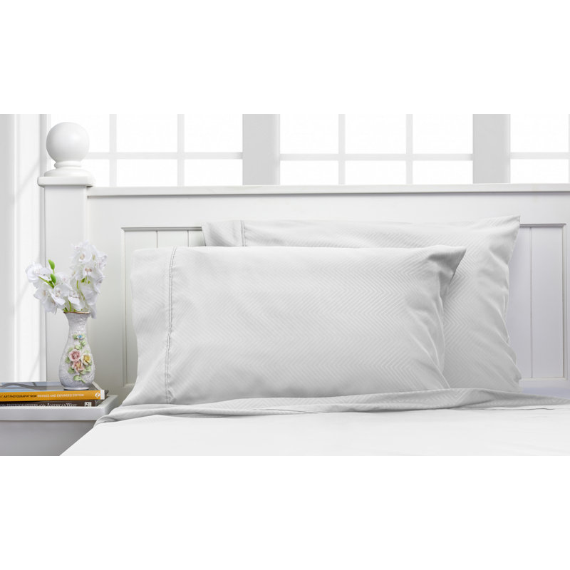 Ensemble de draps en rayonne 4 pièces, Ensemble de drap pour lit très grand avec drap-ho, Blanc