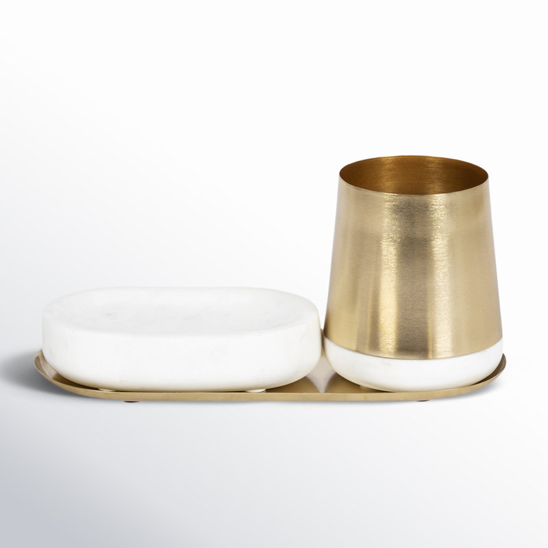 Montae Metal Stackable Desk Organizer, White/Gold