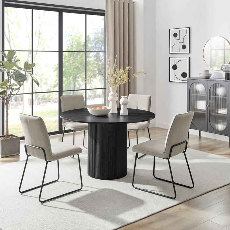 Tamorion 4 - Person Dining Set, Light Grey, Black