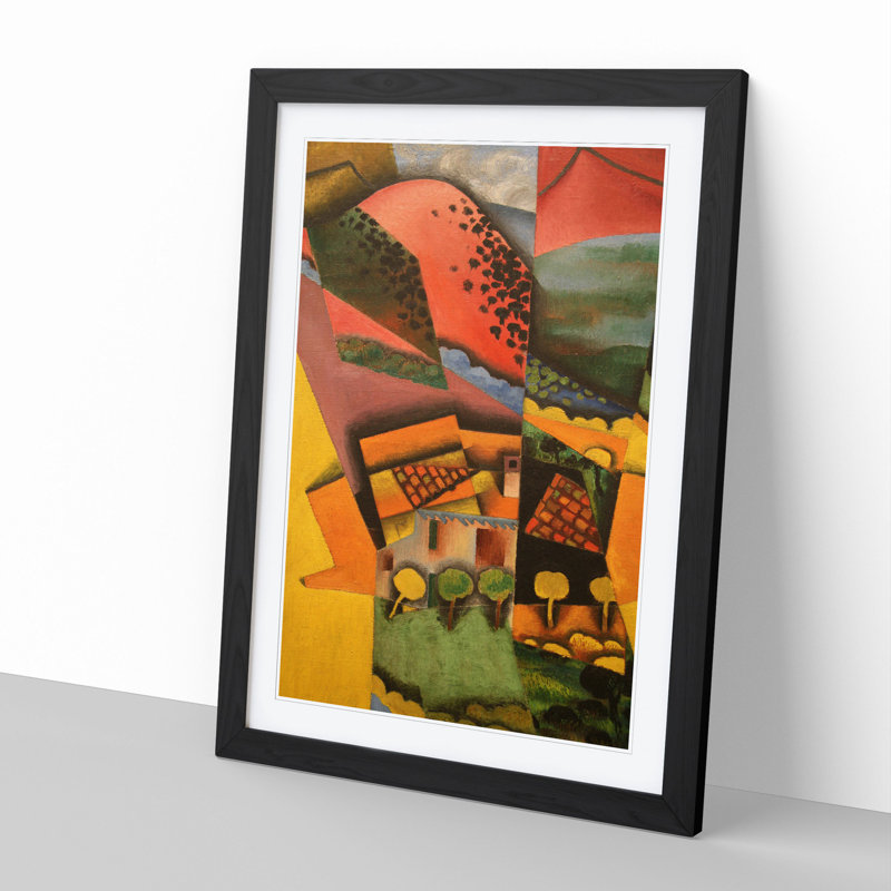 Landscape by Juan Gris - Picture Frame Painting, 36cm H x 27cm W x 2cm D, Black Framed