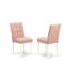 Ensemble de table de cuisine 3 pièces comprenant une table à manger et 2 chaises en bois revêtues de tissu polyester beige et rouge avec dossier élégant et fini blanc lin-106903972-132889349